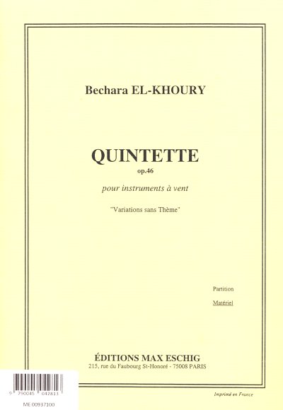 El Khoury Quintette Op46 Pties  (Part.)