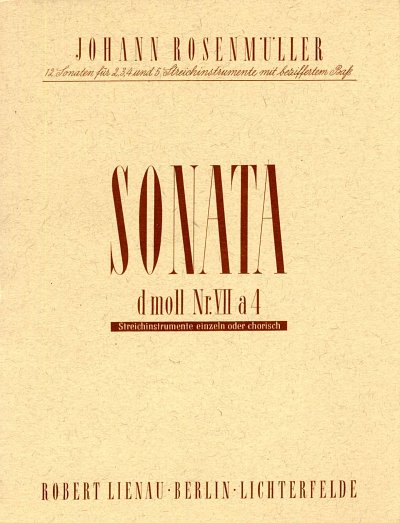 J. Rosenmueller: Sonata d-Moll Nr. VII a 4, 2VlVaVcBc (Part.