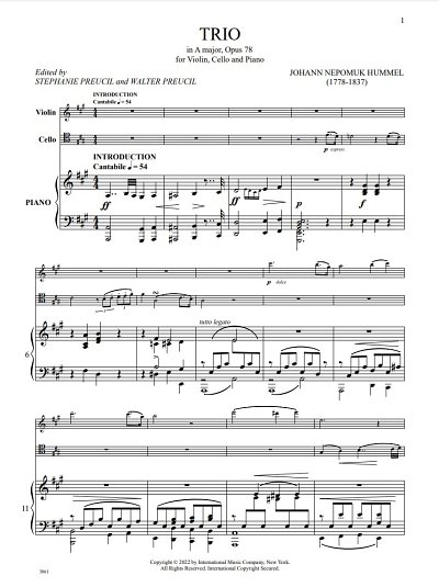 J.N. Hummel: Trio In A Major Op. 78