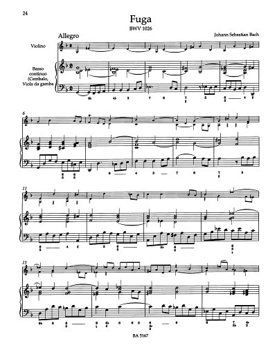 J.S. Bach atd.: Sonaten G-Dur, e-Moll, Fuge g-Moll für Violine und Basso continuo BWV 1021, 1023, 1026