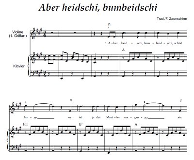 DL: (Traditional): Aber heidschi, bumbeidschi, VlOrg (Par2St