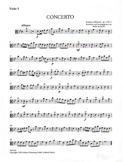 T. Albinoni: Concerto a cinque B-Dur op. 5/1 (Va2)