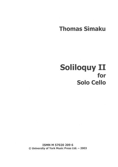 T. Simaku: Soliloquy II, Vc
