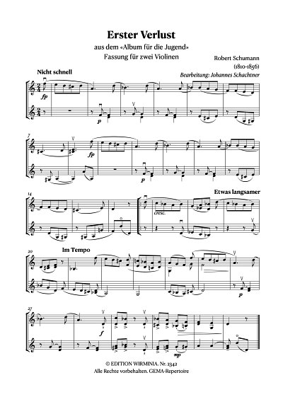 DL: R. Schumann: Erster Verlust, 2Vl (Sppa)