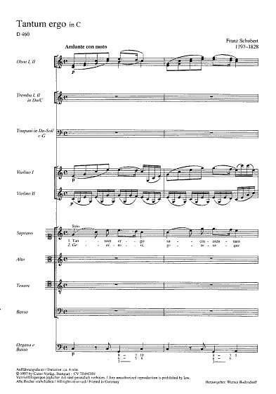 F. Schubert: Tantum ergo in C D 460 / Partitur