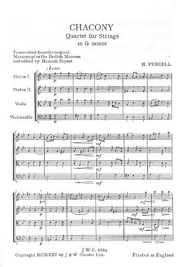H. Purcell: Chacony In G Minor For Strings, Stro (Part.)