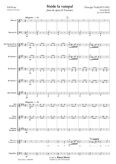 G. Verdi: Stride la vampa! from the Opera Il , Blaso (Pa+St)