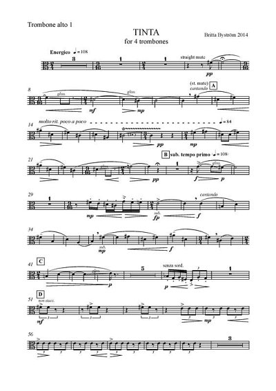 B. Byström: Tinta - For Four Trombones, 4Pos (Stsatz)