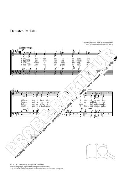 J. Brahms: Da unten im Tale E-Dur op. WoO 35, 5