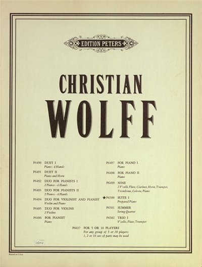 C. Wolff: Suite für präpariertes Klavier Nr. 1