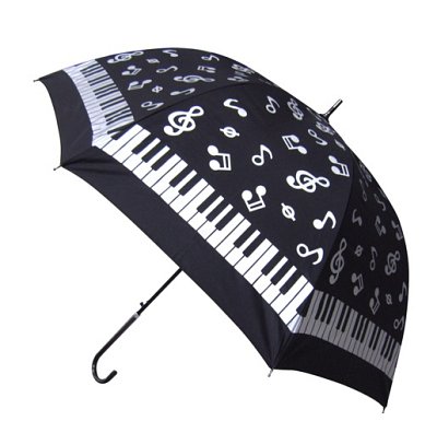 Umbrella Black And White Music Notes/Keyboard 