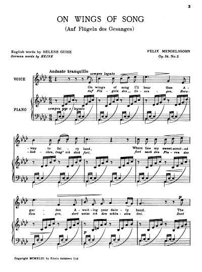 F. Mendelssohn Bartholdy: On Wings Of Song Op. 34 No. 2
