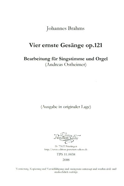 Brahms J.: Vier ernste Gesaenge op. 121 (Originalfassung)