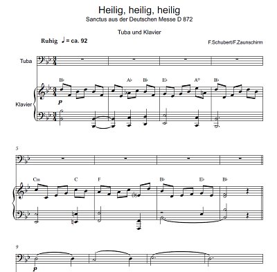 DL: F. Schubert: Heilig, heilig, heilig, TbKlav (Par2St)