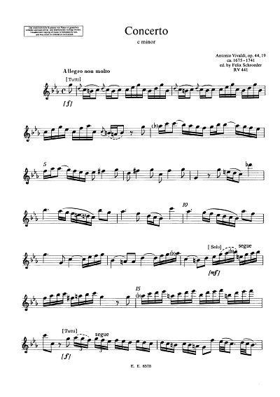 A. Vivaldi: Concerto  c-Moll op. 44/19 RV 441 / PV 440
