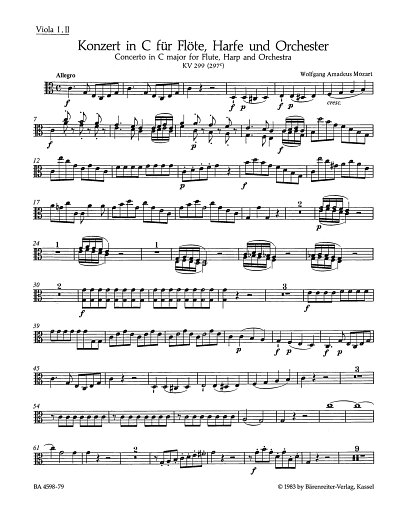 W.A. Mozart: Konzert fuer Floete, Harfe , FlHrfOrch (Vla 1, 