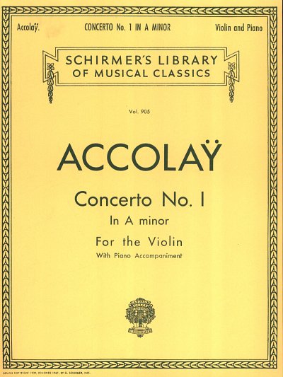 J.-B. Accolay: Concerto No. 1 in A Minor, VlKlav (KlavpaSt)