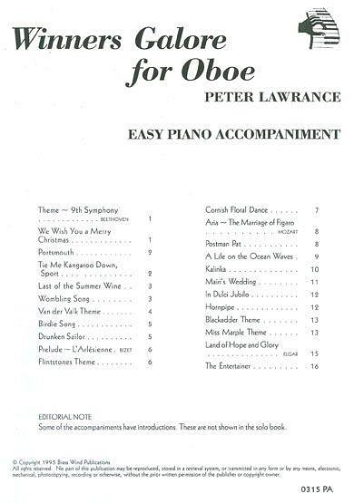 P. Lawrance: Winners Galore For Oboe, ObKlav (KlavpaSt)