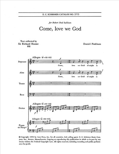 D. Pinkham: Come, Love We God