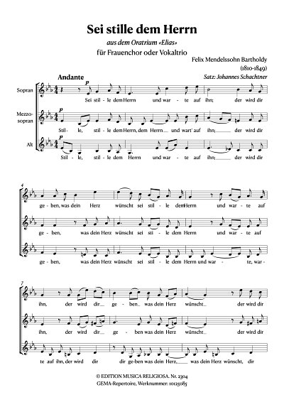 DL: F. Mendelssohn Barth: Sei stille dem Herrn, Fch (Chpa)