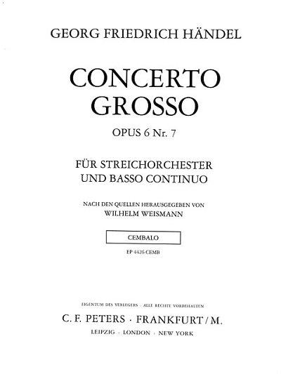 G.F. Haendel: Concerto Grosso B-Dur Op 6/7 Hwv 325