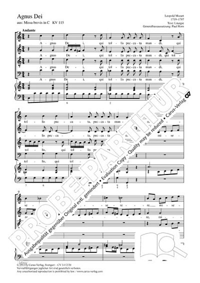 L. Mozart: Agnus Dei C-Dur KV 115