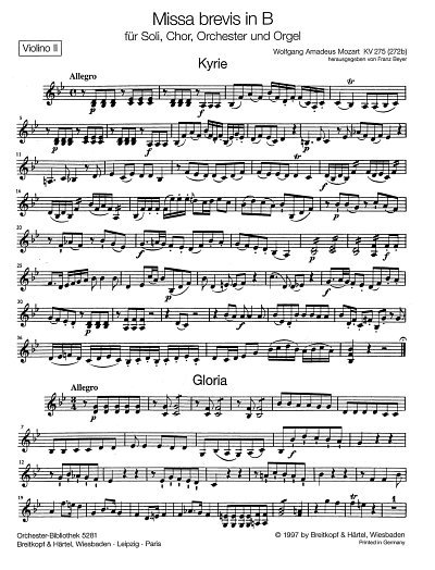 W.A. Mozart: Missa brevis in B-Dur KV 27, 4GesGchOrchO (Vl2)