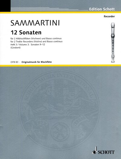 G.B. Sammartini: 12 Sonaten 3, 2Abf/VlBc (KlaPa+St)