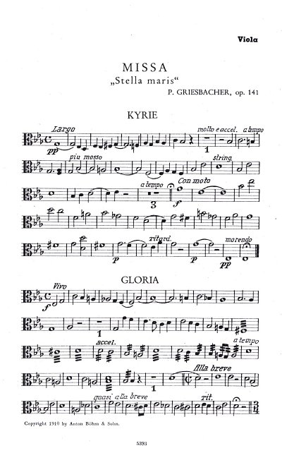 P. Griesbacher: Missa Stella Maris op. 141, GchOrchOrg (Vla)