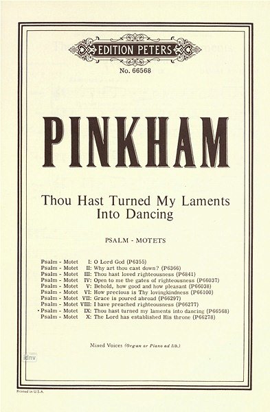 D. Pinkham: Thou Hast Turned My Laments Into Dancing