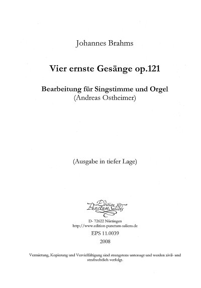 Brahms J.: Vier ernste Gesaenge op. 121 (c-Moll)