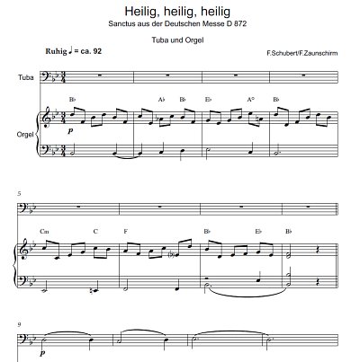 DL: F. Schubert: Heilig, heilig, heilig, TbOrg (Par2St)