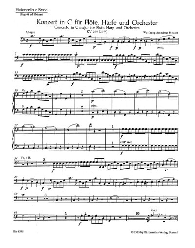 W.A. Mozart: Konzert fuer Floete, Harfe und , FlHrfOrch (VcK