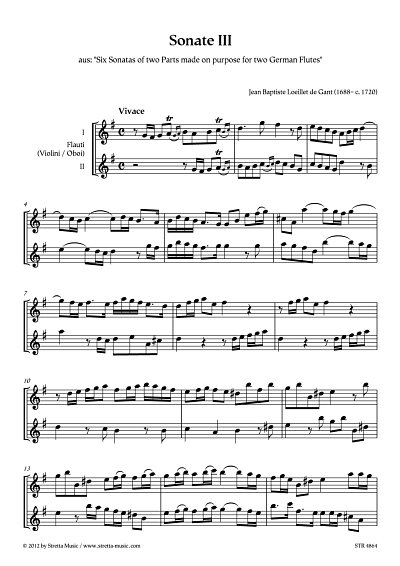 DL: J. Loeillet de Gant: Sonate III, 2Fl/Ob/Vl (Sppa)