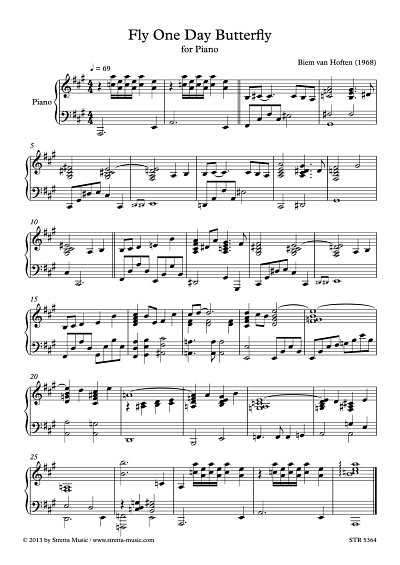 DL: B. van Hoften: Fly One Day Butterfly for Piano