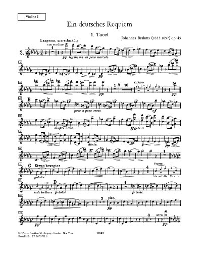 J. Brahms: Ein deutsches Requiem op. 45, 2GsGchOrchOr (Vl1)
