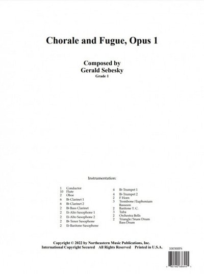 G. Sebesky: Chorale and Fugue, Opus 1, Blaso (Part.)