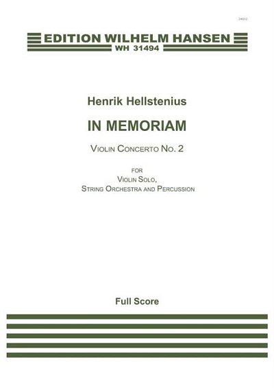 H. Hellstenius: In Memoriam, Violin Concerto, VlStro (Part.)