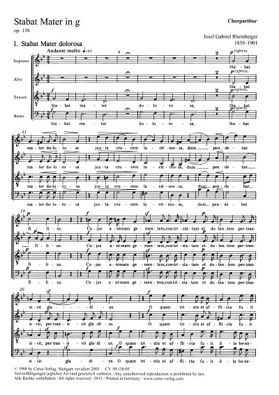 J. Rheinberger: Stabat Mater in g op. 138, GchStrOrg (Chpa)