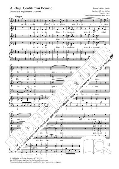 DL: M. Haydn: Alleluja. Confitemini Domino F-Du, GchKlav (Pa