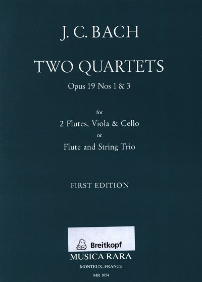 J.C. Bach: 2 Quartette op. 19/1 und 19/3, FlVlVlaVc (Stsatz)