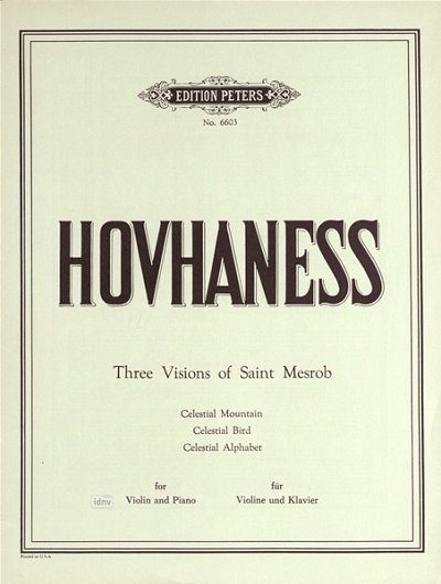 A. Hovhaness: Three Visions of Saint Mesrob op. 198