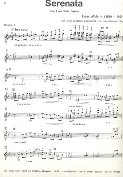 I. Albéniz: Serenata (Suite España, op. 165, No, 2Git (Sppa)