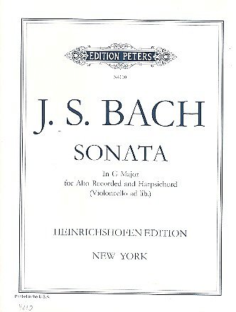 J.S. Bach: Sonata in G Major, ABlfBc (KlavpaSt)
