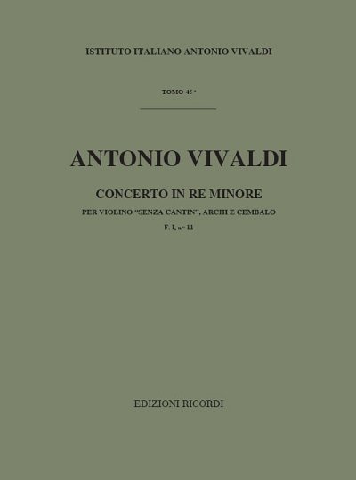 A. Vivaldi: Concerto Per Vl. Archi E B.C.: In Re Min. 'Senza