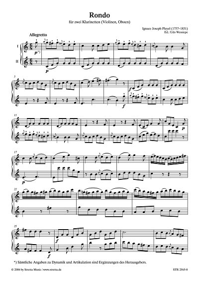 DL: I.J. Pleyel: Rondo C-Dur fuer zwei Klarinetten