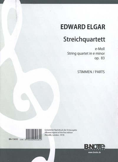 E. Elgar: Streichquartett e-Moll op. 83, 4Str (Stimmen)