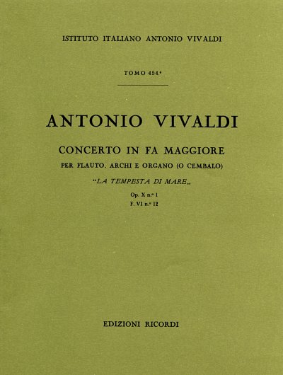 A. Vivaldi: Concerto in Fa Maggiore op. 10, FlStrOrg (Part.)