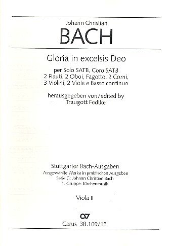 J.C. Bach: Gloria in G CW E 4 / Einzelstimme Va. 2
