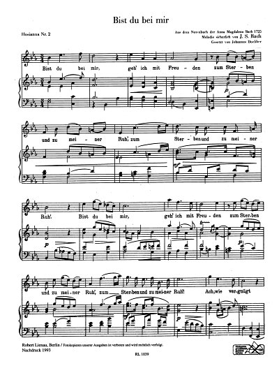 J.S. Bach: Bist du bei mir BWV 508 2, GesTeKlav